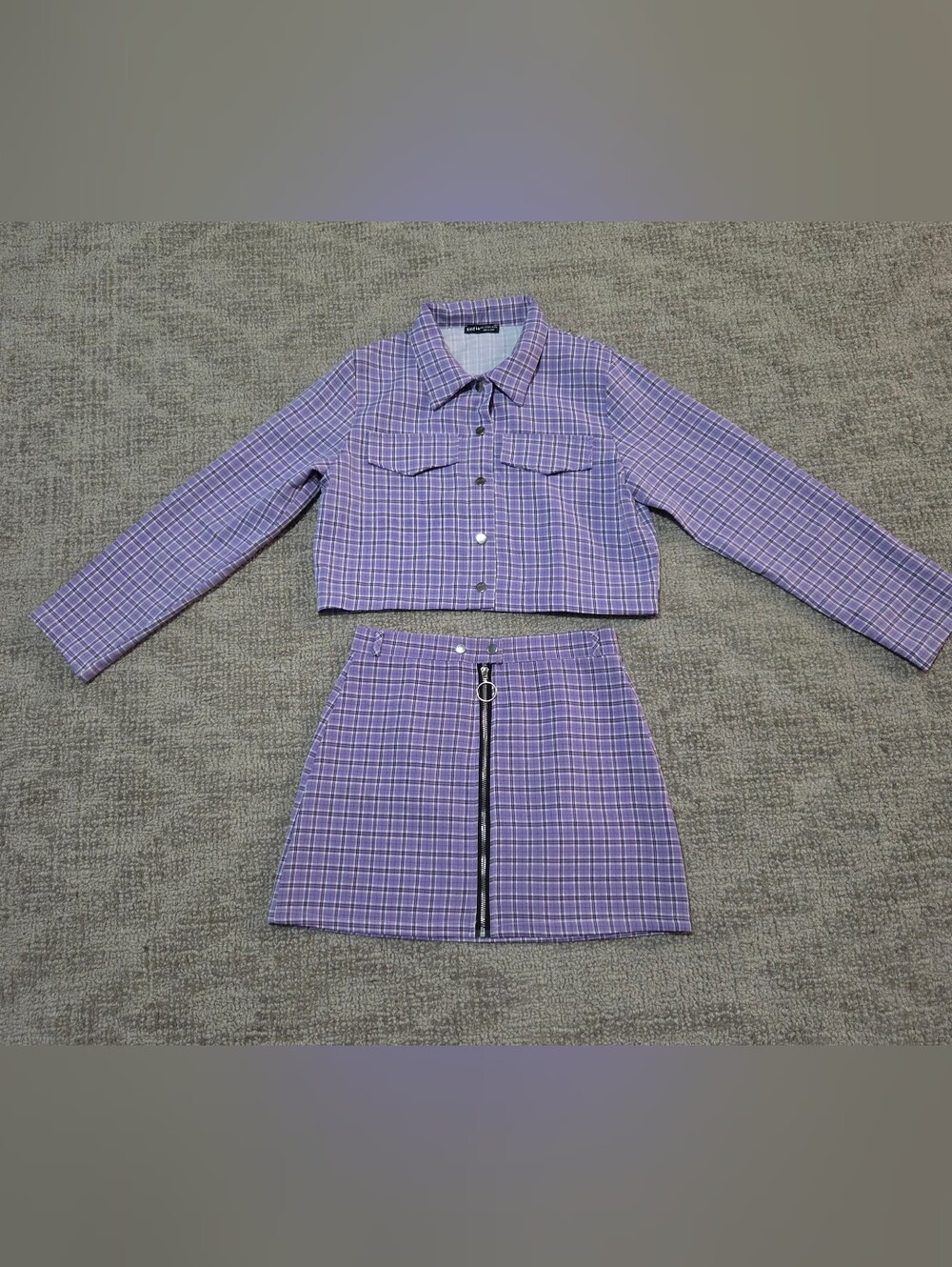 Purple Plaid Skirt Set (Large Jacket/Medium Skirt)